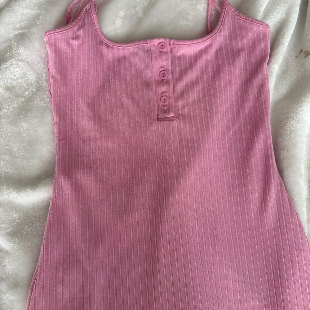Pink Ribbed Bodycon Dress - Picture 4 of 7